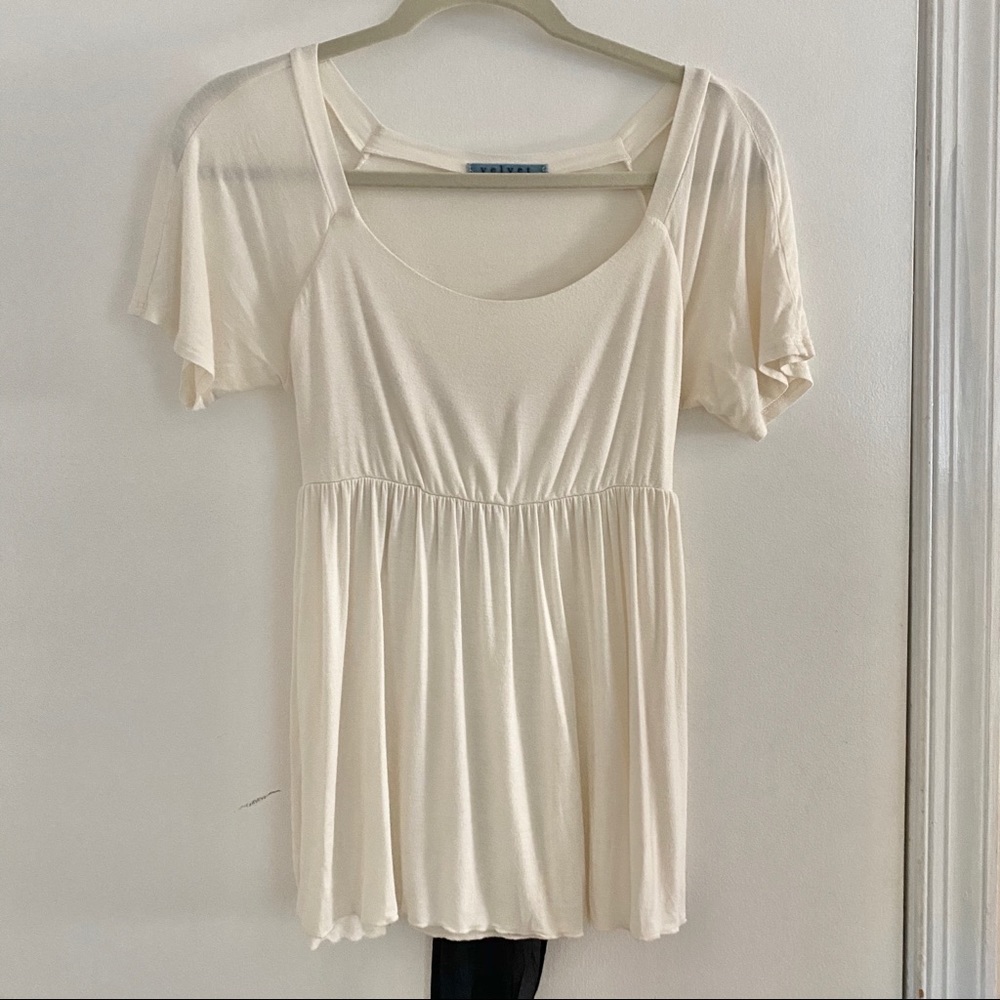 Anthropologie White Top with Silk Ribbon
